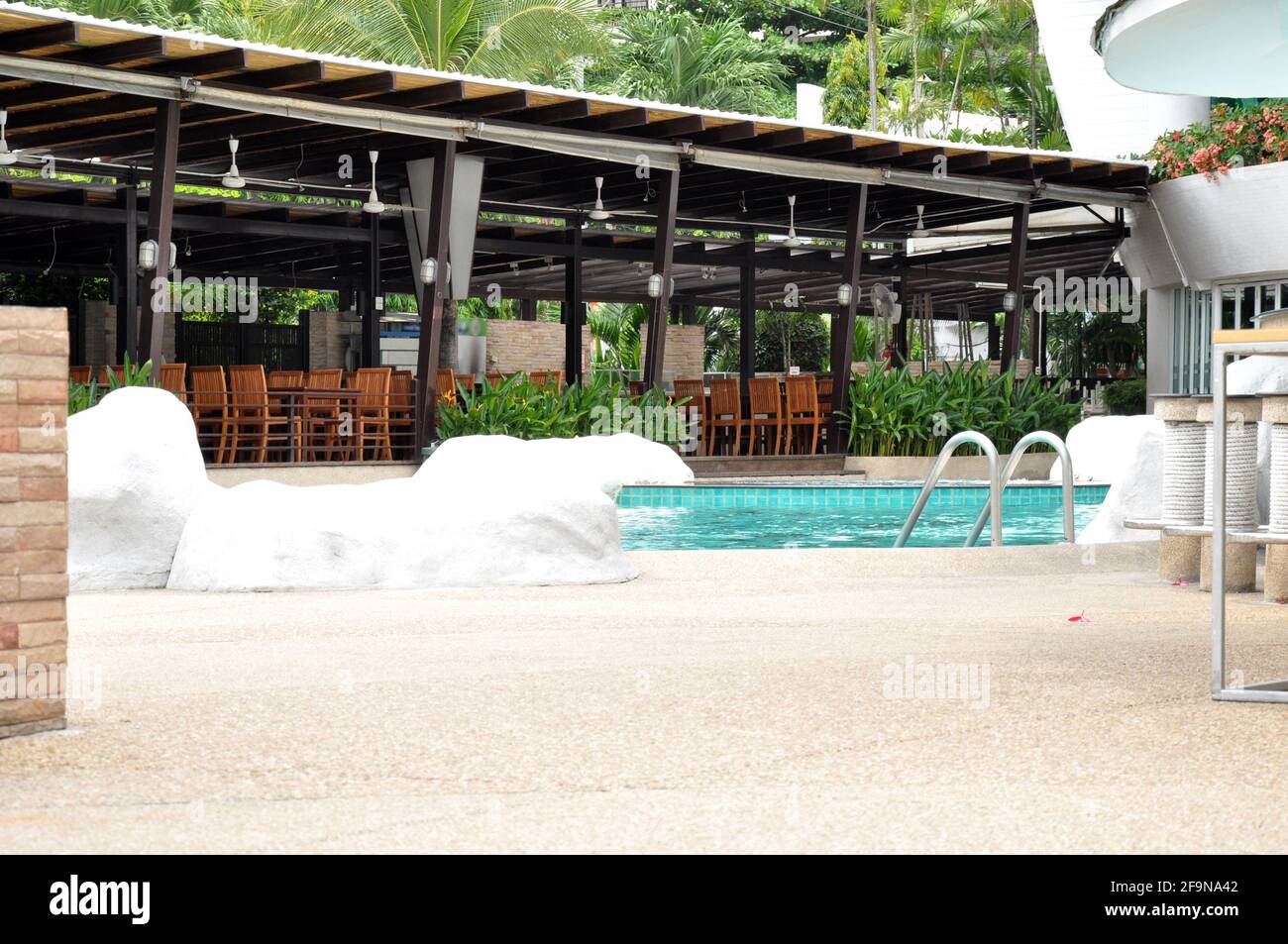 Restaurant nearby the swimming pool Stock Photo Alamy