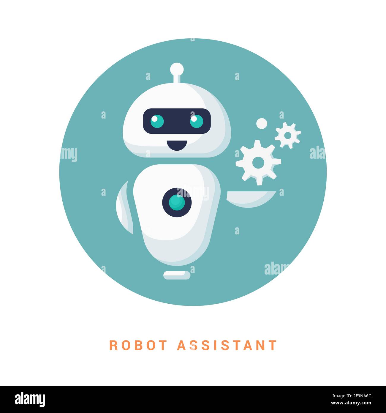 Robot assistant icon on line style. Android human assistant Stock ...