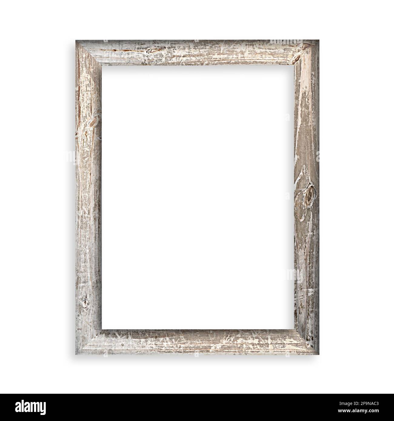 Old wooden picture frame isolated on white background Stock Photo
