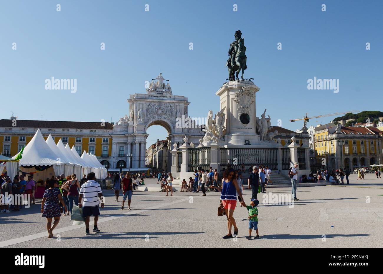 Augusta Street Triumphal Arch in the Praça do Comércio in Lisbon, Portugal. Stock Photo