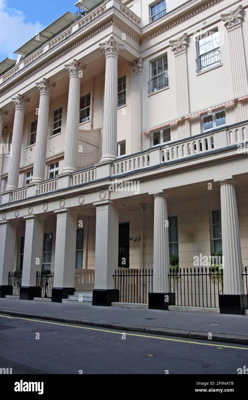 Stanley Baldwin (1867 - 1947) was Prime Minister three times. He lived here in this Georgian Regency townhouse in the Belgravia district of Westminste Stock Photo