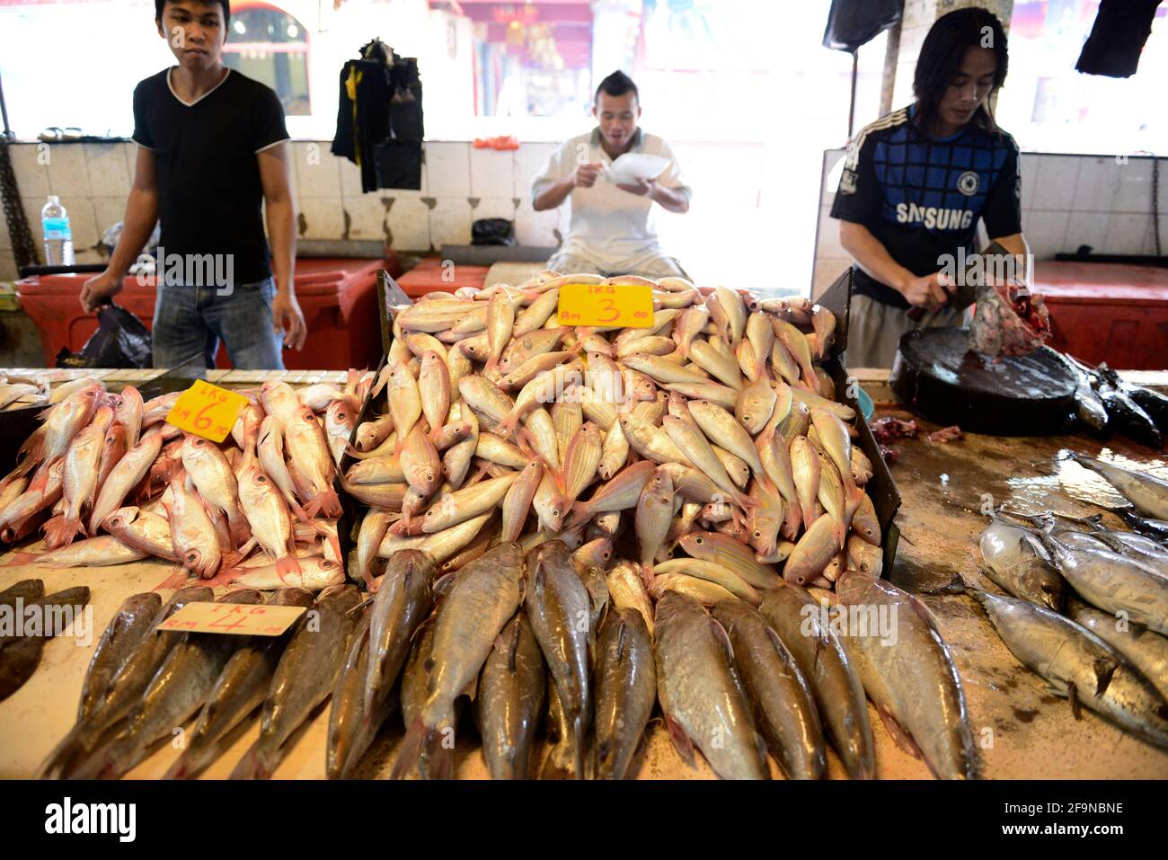 Fresh fish and seafood sold at the local market in Miri, Sarawak