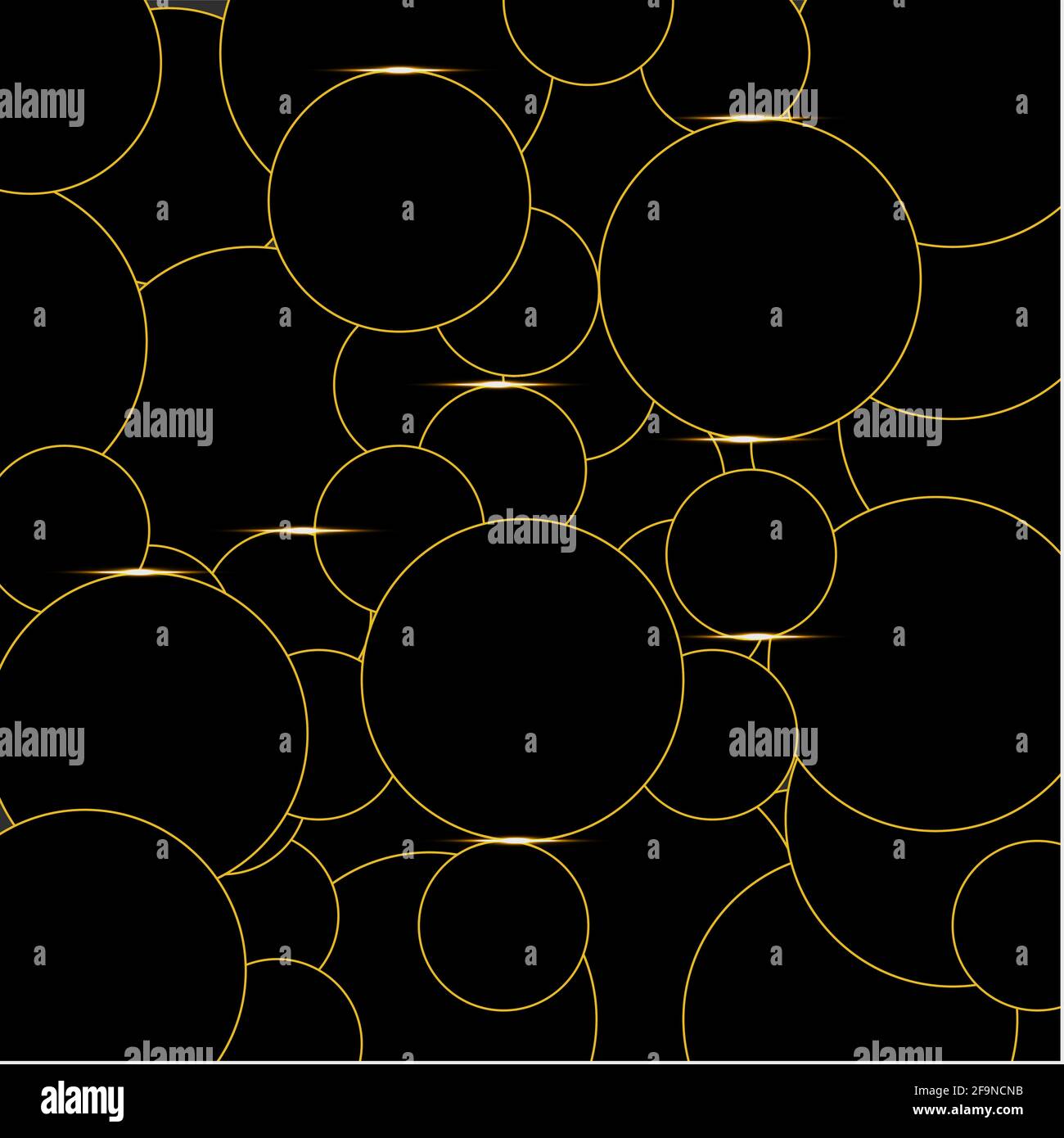 Golden Circles and Black Abstract Background Stock Vector