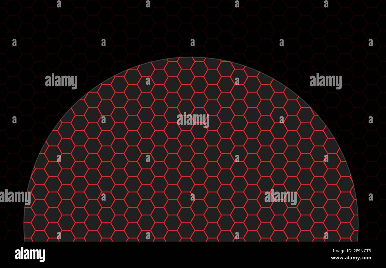 Dark hexagonal with red bright background. Hexagonal pattern for your design Stock Vector