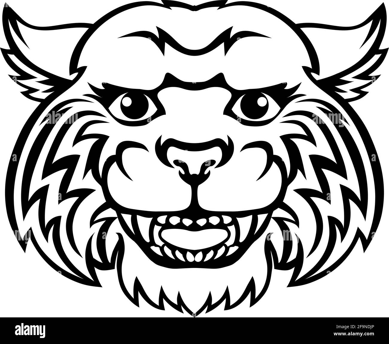 Wildcat Mascot Cute Happy Cartoon Character Stock Vector