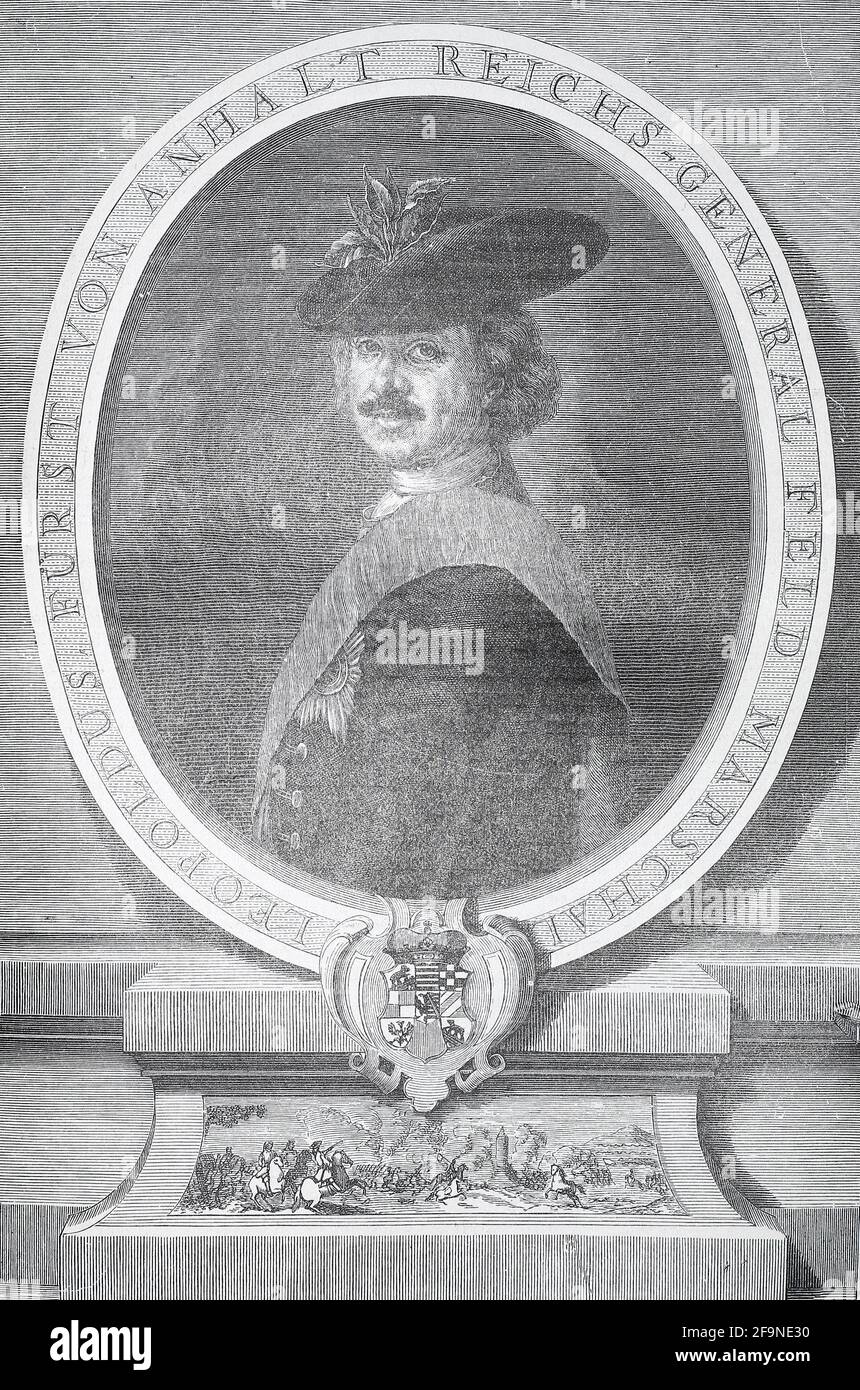 Leopold I Prince of Anhalt-Dessau (3 July 1676 – 7 April 1747) was a German prince of the House of Ascania and ruler of the principality of Anhalt-Dessau from 1693 to 1747. He was also a Generalfeldmarschall in the Prussian army. Nicknamed "the Old Dessauer", he possessed good abilities as a field commander, but was mainly remembered as a talented drillmaster who modernized the Prussian infantry. Stock Photo