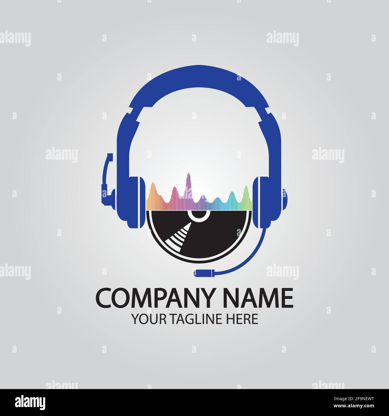 Headphone DJ, Music Studio Recording, Soundwave Logo Design Inspiration