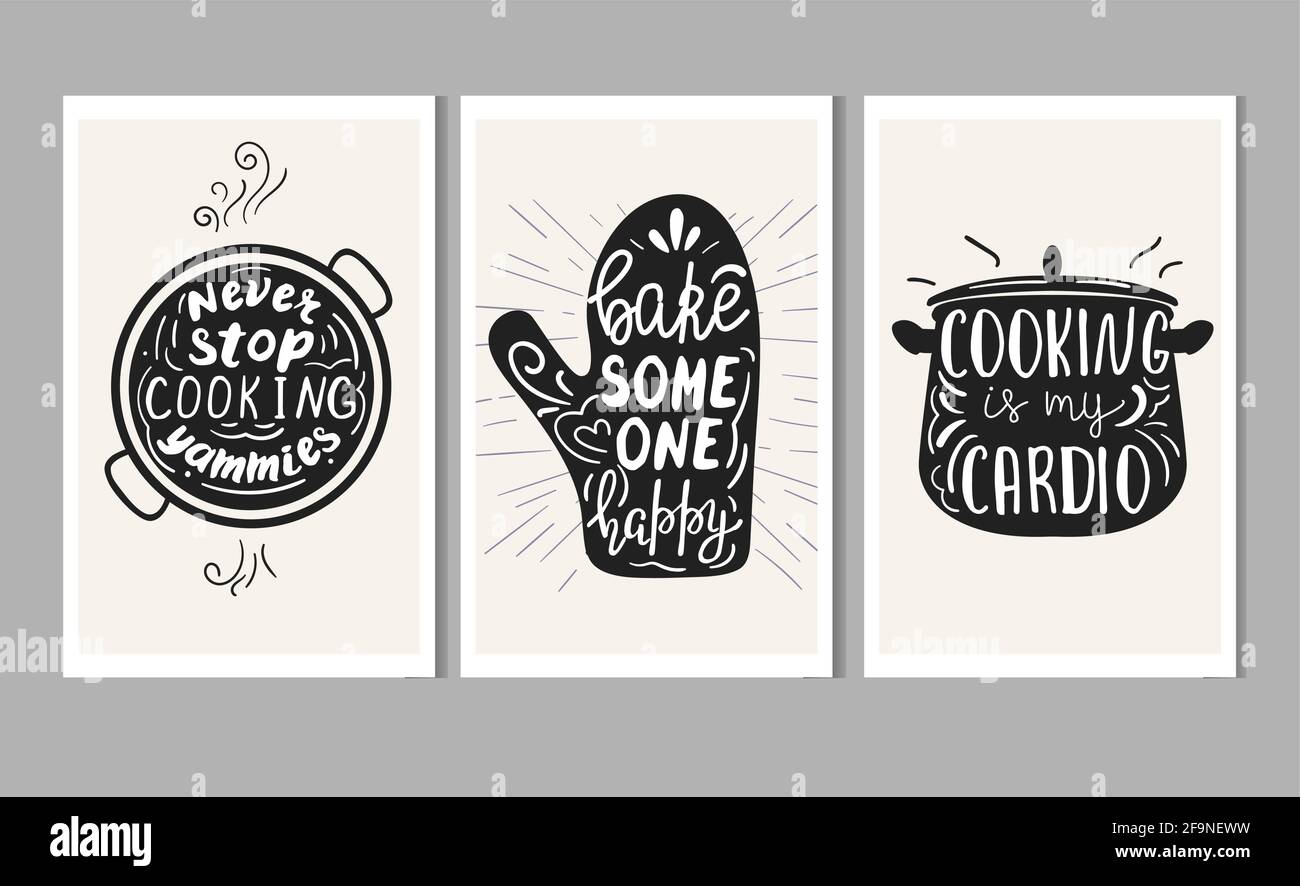 Set of hand drawn funny sayings for kitchen or restaurant poster Stock  Vector Image & Art - Alamy