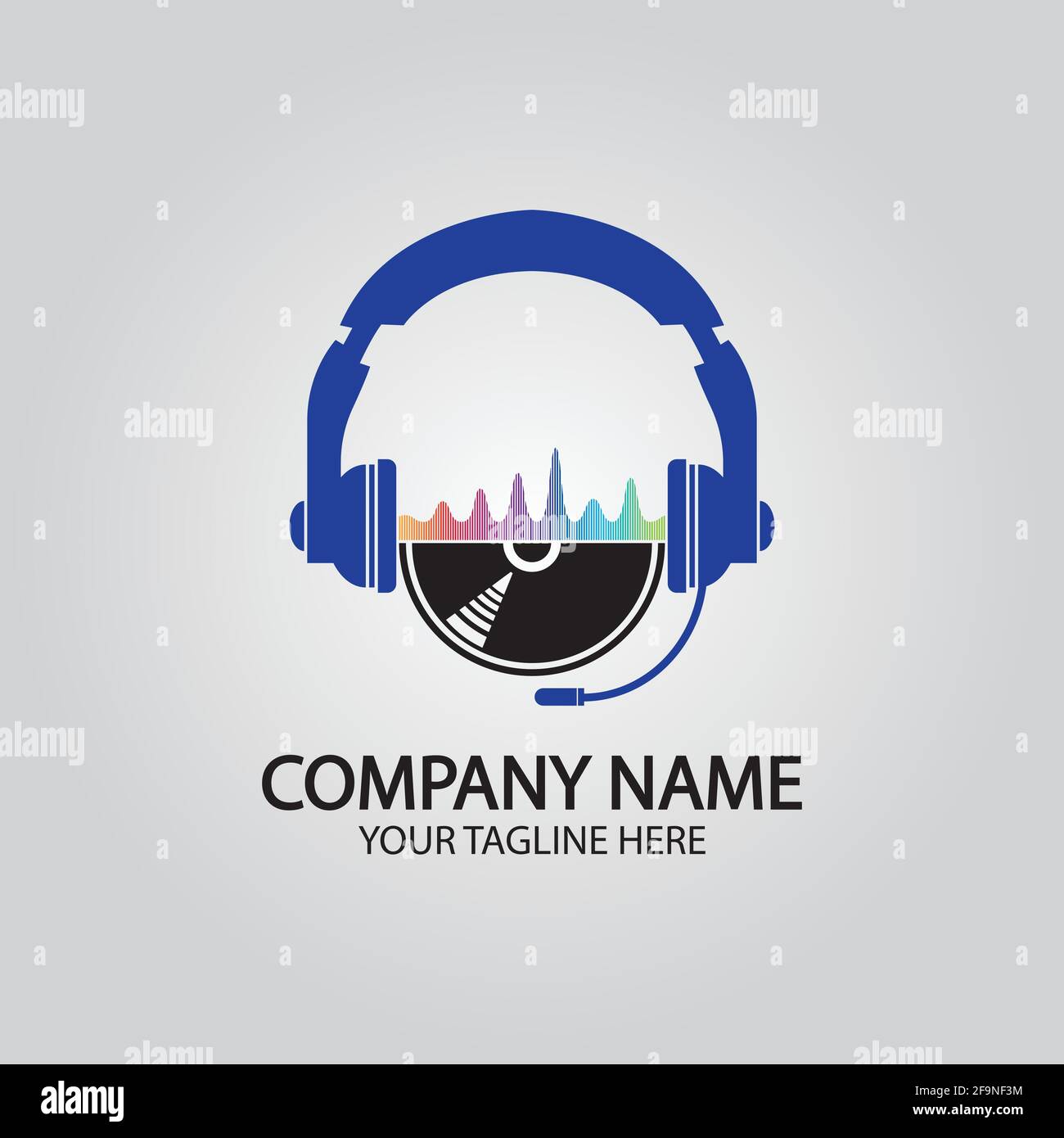 Headphone DJ, Music Studio Recording, Soundwave Logo Design Inspiration