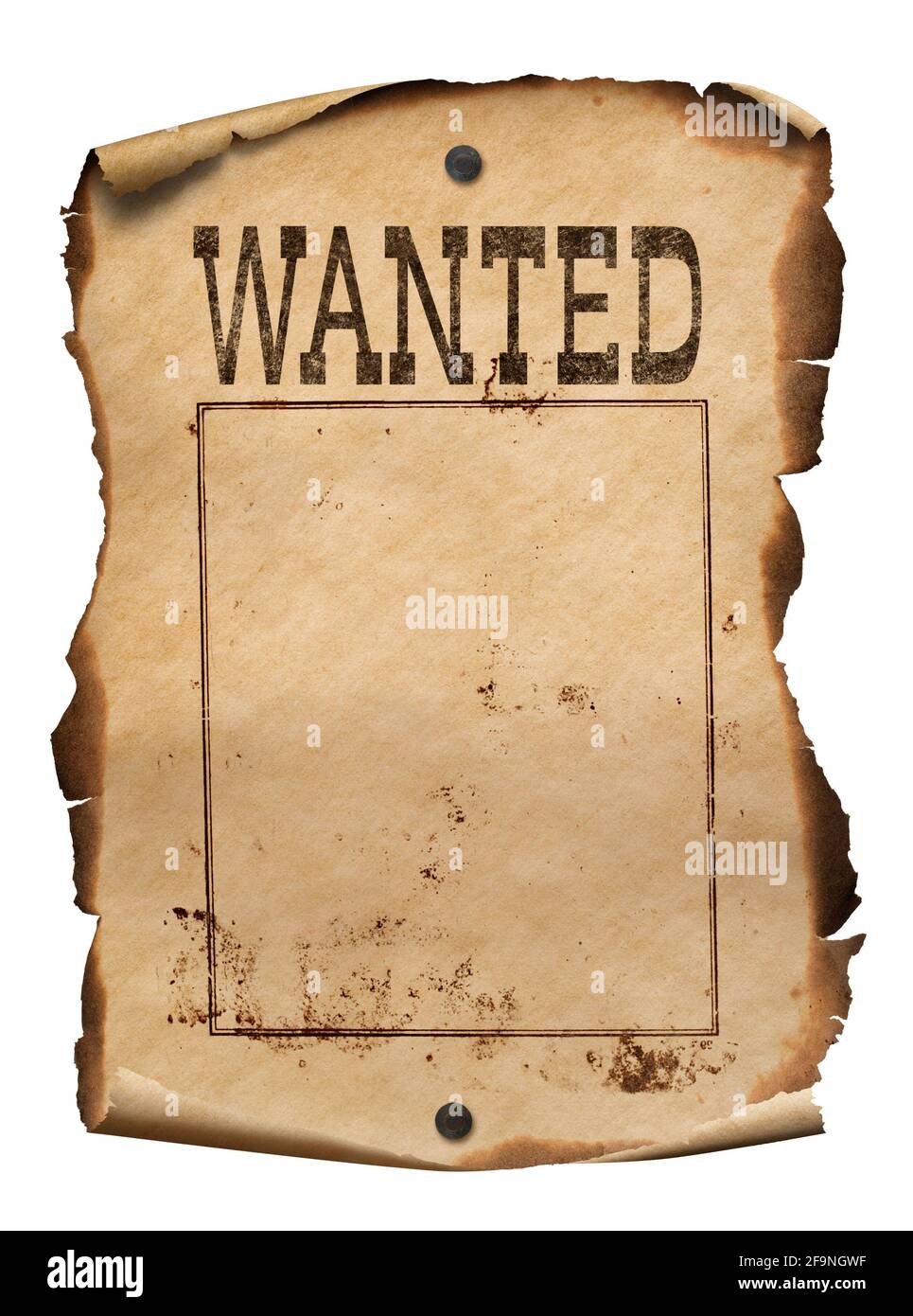 Wild west wanted poster isolated on white Stock Photo