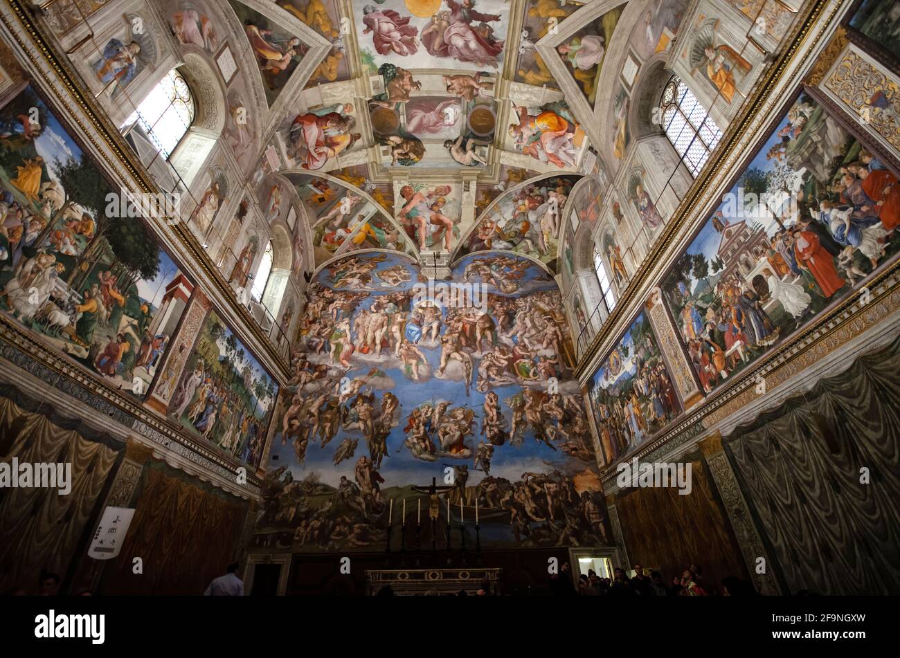 Vatican City, Rome, Italy. Ceiling of the Sistine chapel in the Vatican Museum Stock Photo