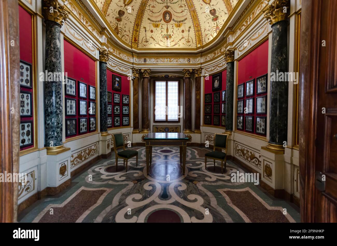 Florence, Italy. Interior of Uffizi museum Gallery, the most famous museum in Firenze. Stock Photo