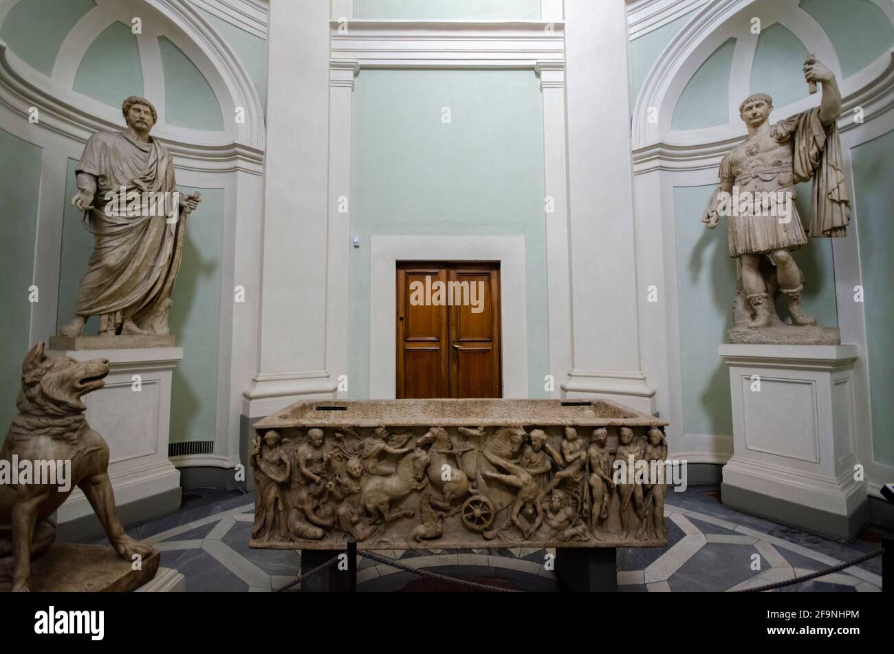 Florence, Italy. Interior of Uffizi museum Gallery, the most famous