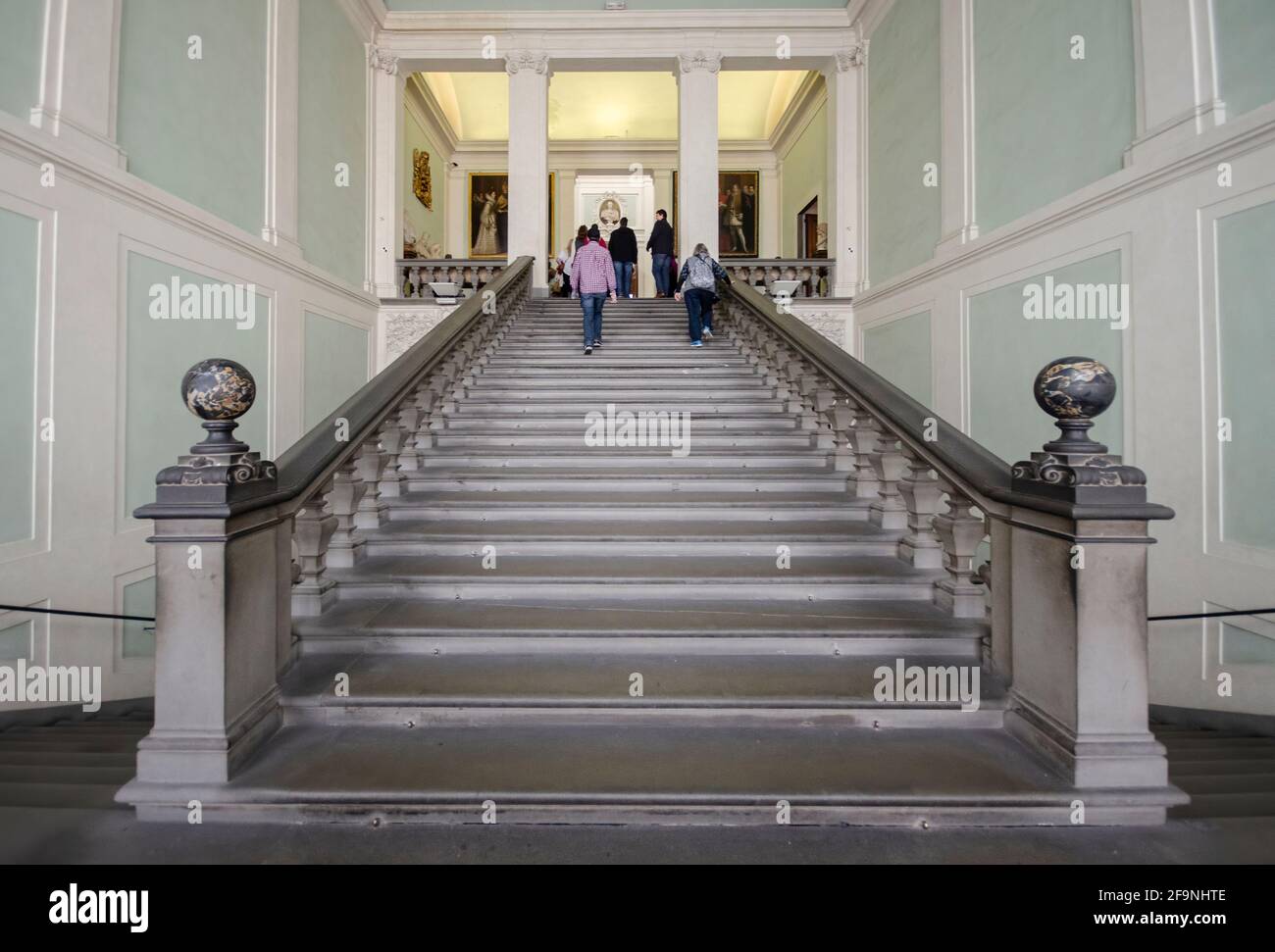 Florence, Italy. Interior of Uffizi museum Gallery, the most famous