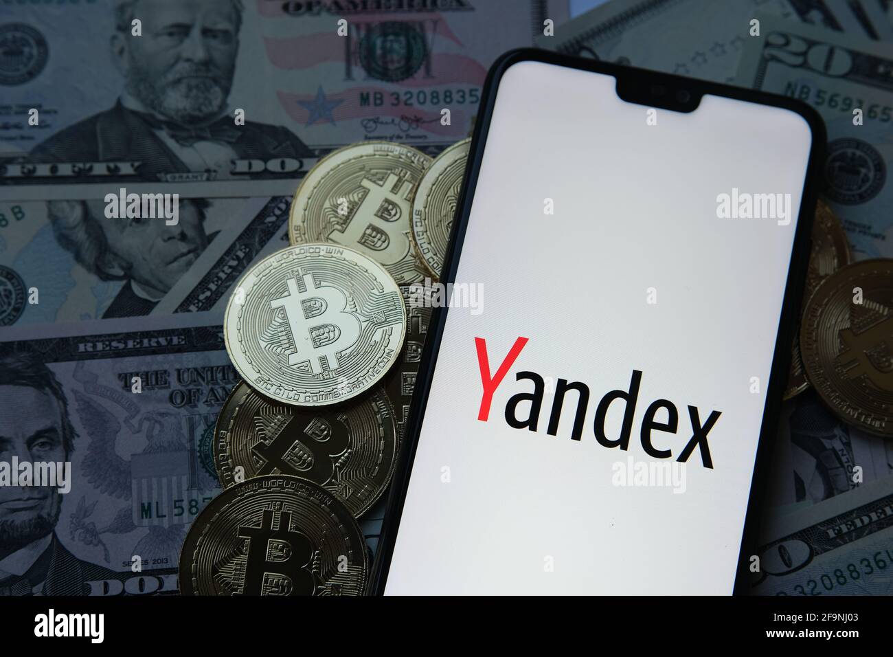 yandex bitcoins dollars Stock Photo