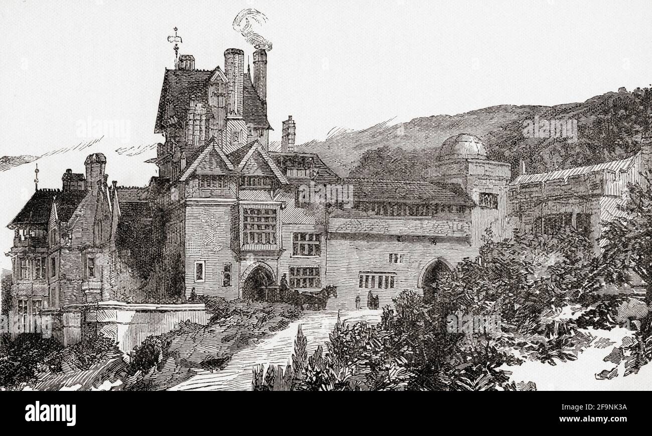 Cragside, Rothbury, Northumberland, England, home of William Armstrong, it was the first house in the world to be lit using hydroelectric power.  From Great Engineers, published c.1890 Stock Photo