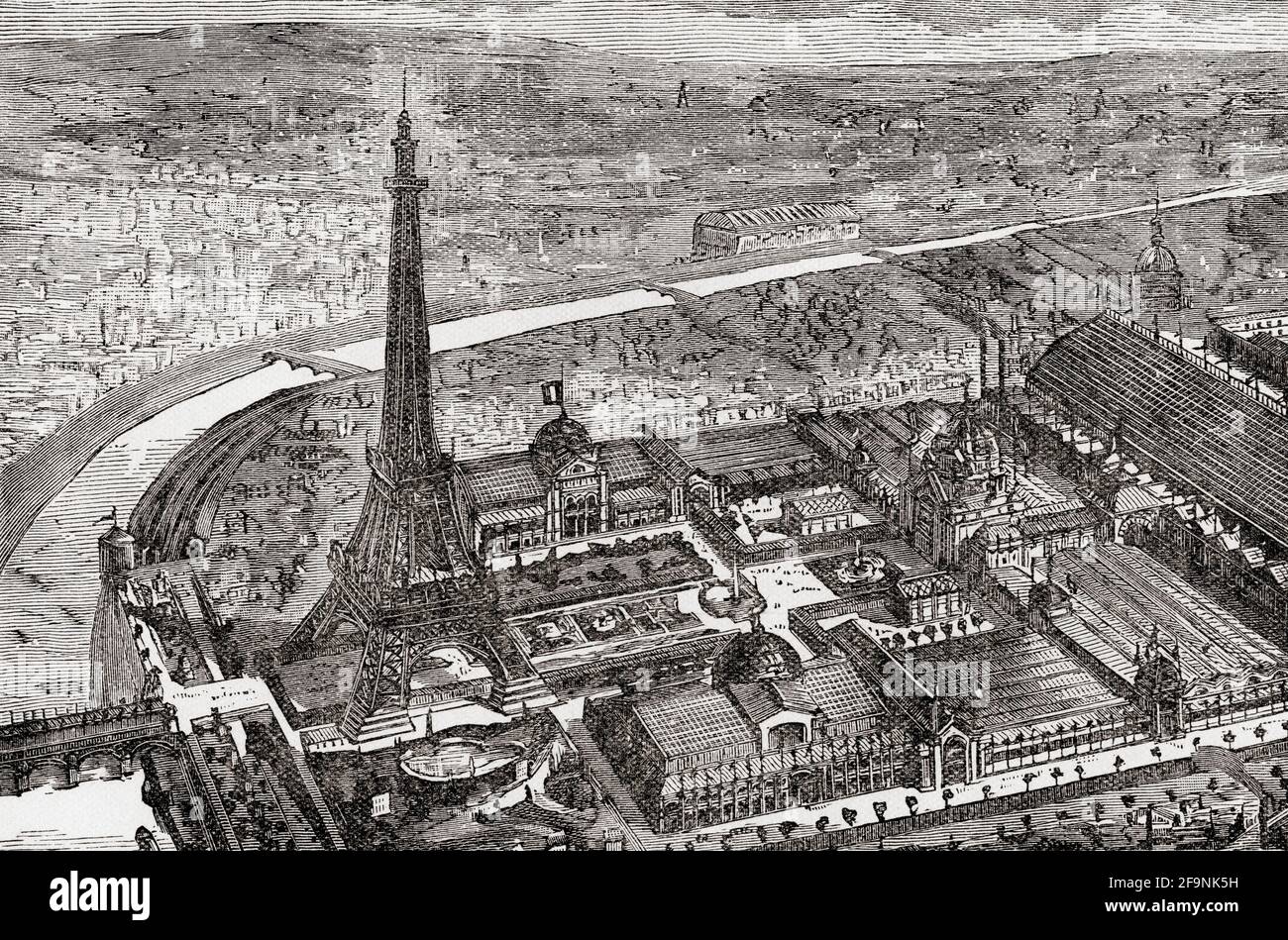 Eiffel Tower and the Paris Exhibition, 1889.  From Great Engineers, published c.1890 Stock Photo