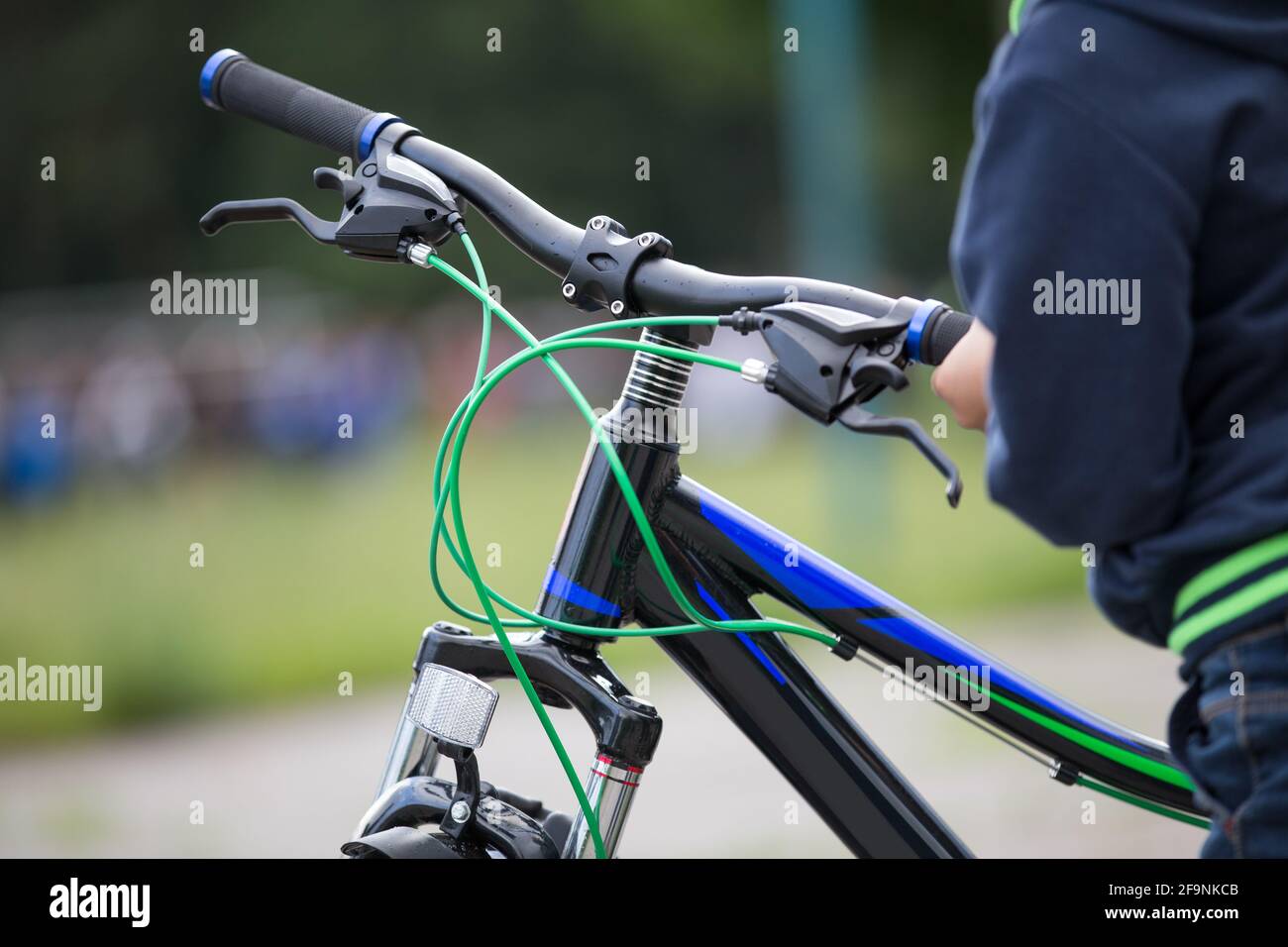 Bicycle with gear shift, brakes and handlebars Stock Photo Alamy