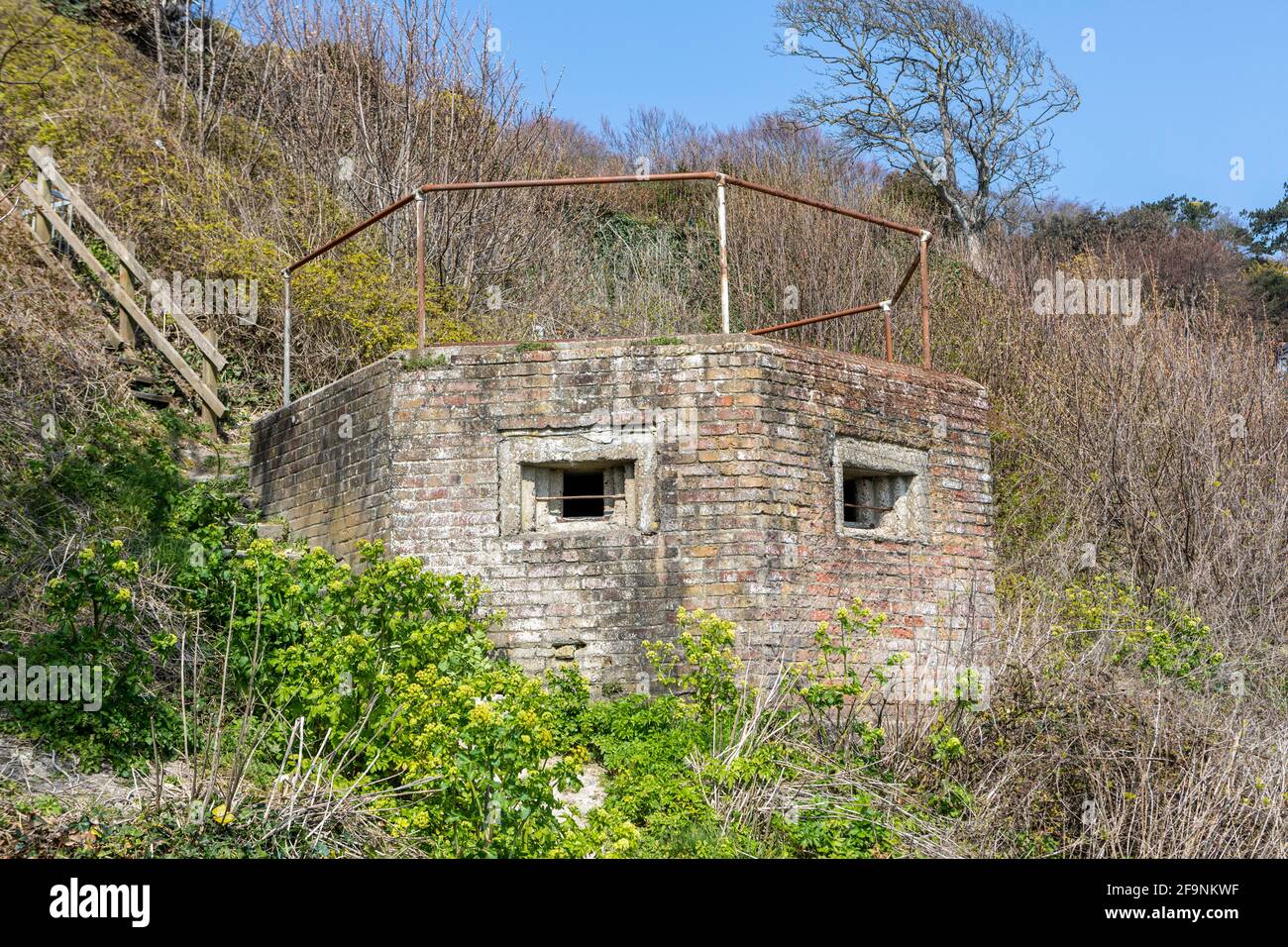 An old abandoned kentworld war two Pill Box at St Margarets Bay, near Dover, Kent Stock Photo