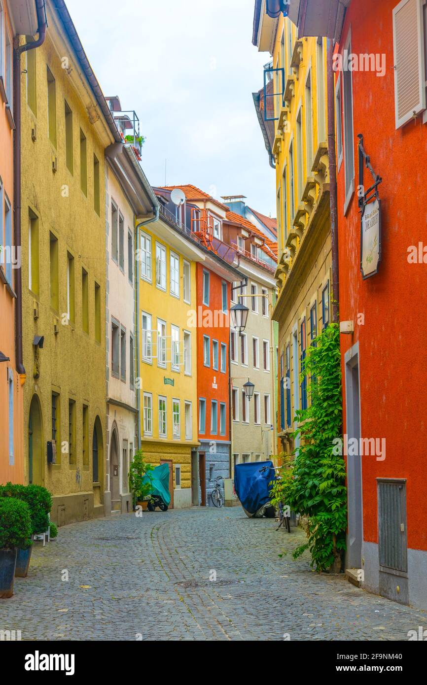View of a narrow street of the Konstanz in Germany. Stock Photo