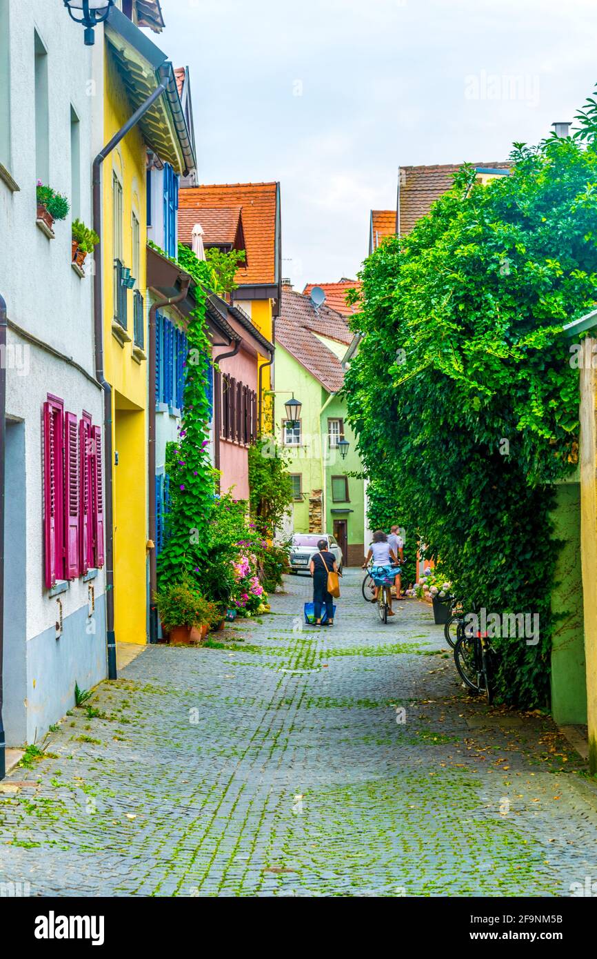 View of a narrow street of the Konstanz in Germany. Stock Photo