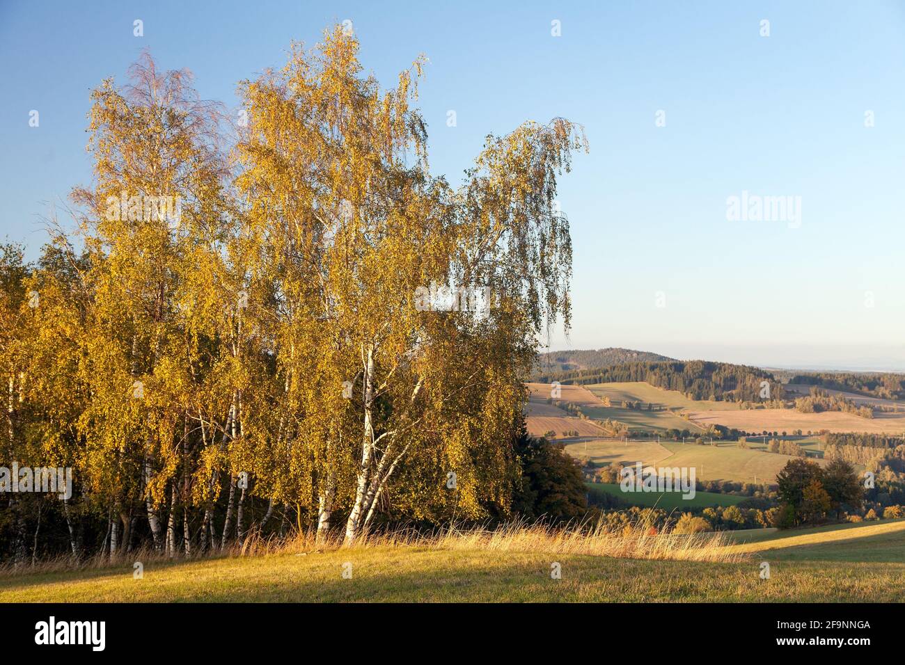 autumn panorama from bohemian and moravian highland,  Czech Republic Stock Photo