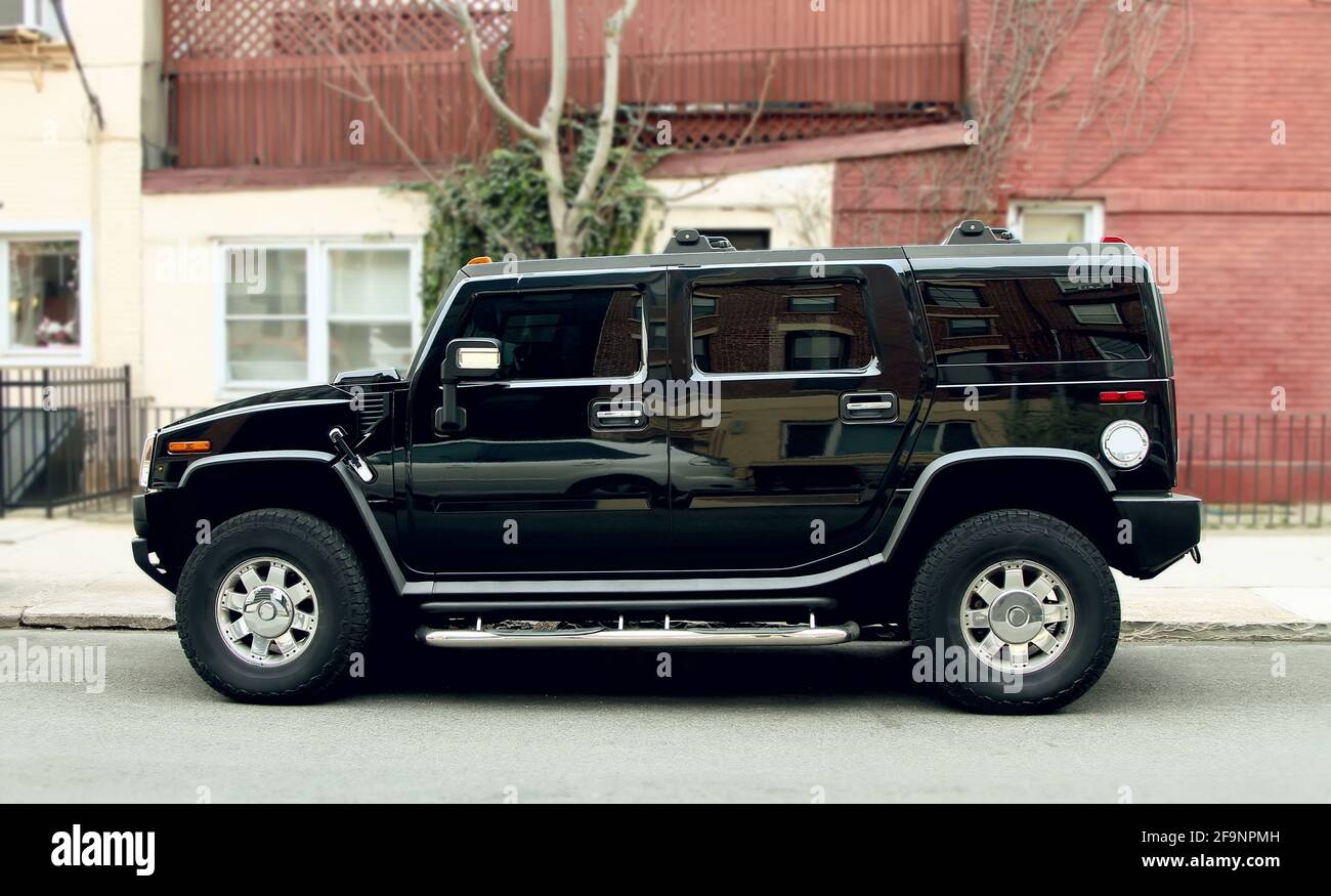 Big black car in New York. USA Stock Photo Alamy