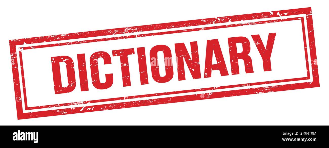 DICTIONARY text on red grungy vintage rectangle stamp Stock Photo Alamy