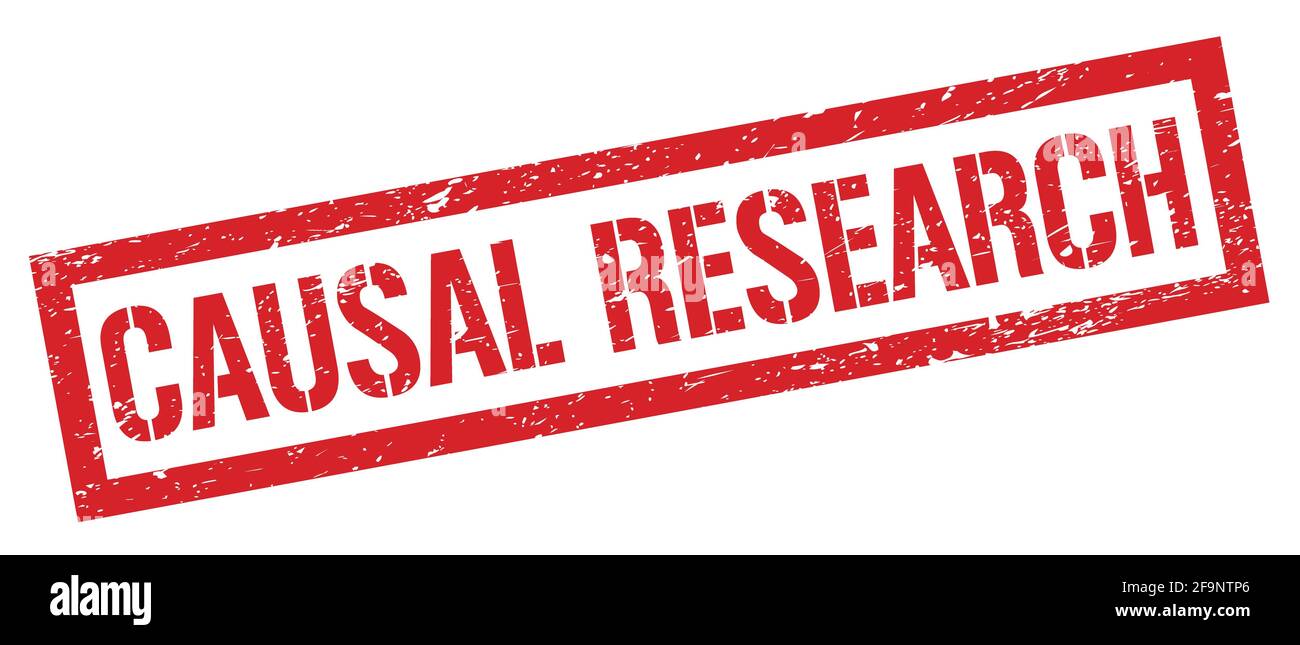 CAUSAL RESEARCH red grungy rectangle stamp sign. Stock Photo