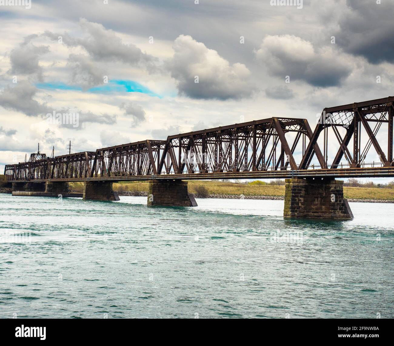Train Bridge to USA. Stock Photo