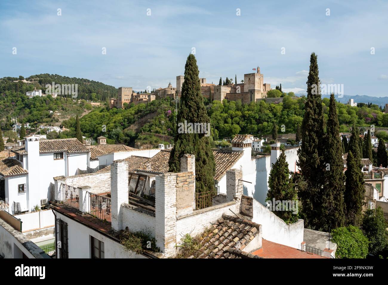 View of Granada From The Albayzin city with Alhambra on a sunny day. Andalusia, Spain Stock Photo