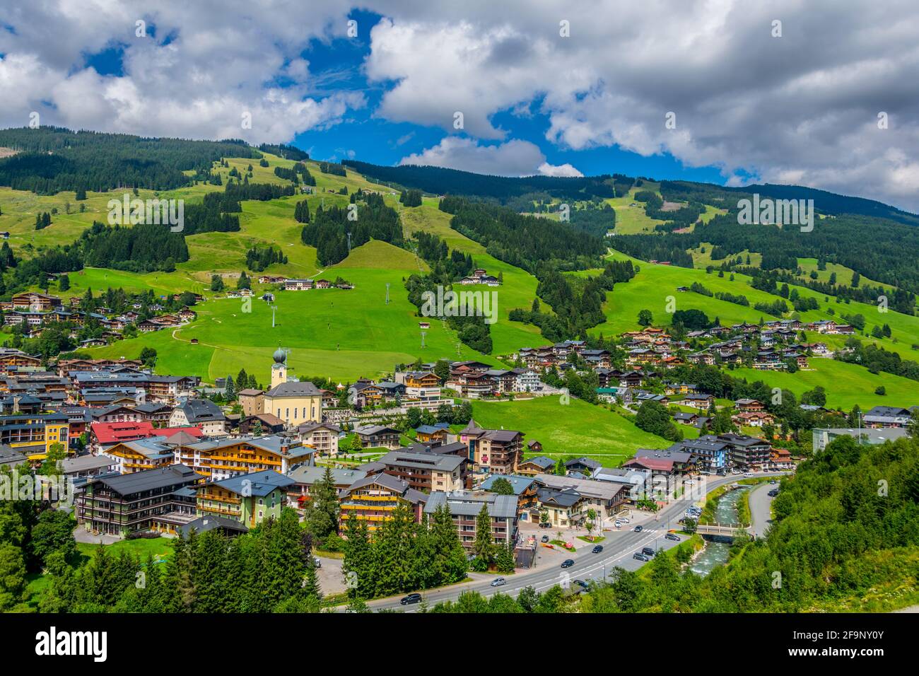 aerial view of Saalbach village in Austria Stock Photo - Alamy