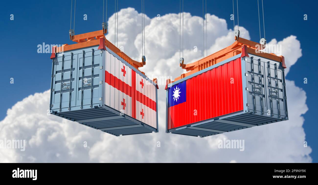 Freight containers with and Taiwan national flags. 3D Rendering Stock Photo Alamy