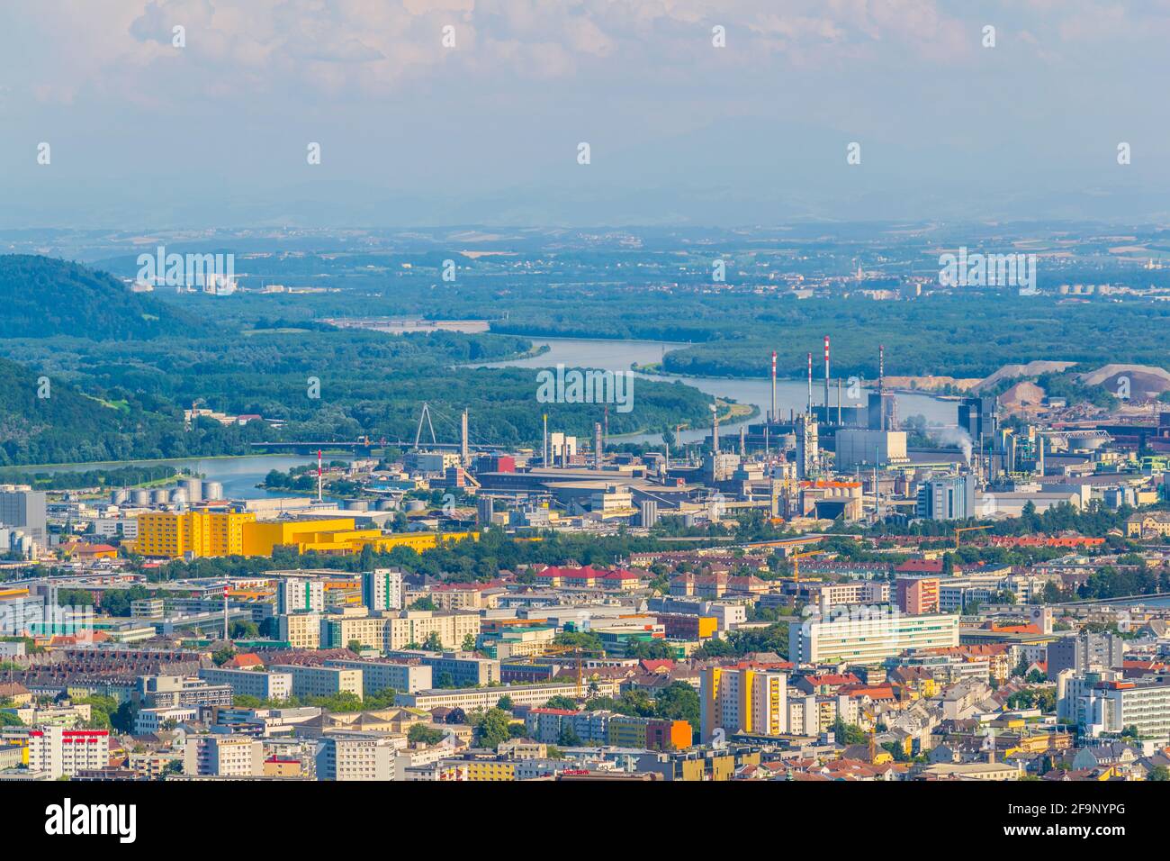Aerial view of the Austrian city Linz Stock Photo - Alamy