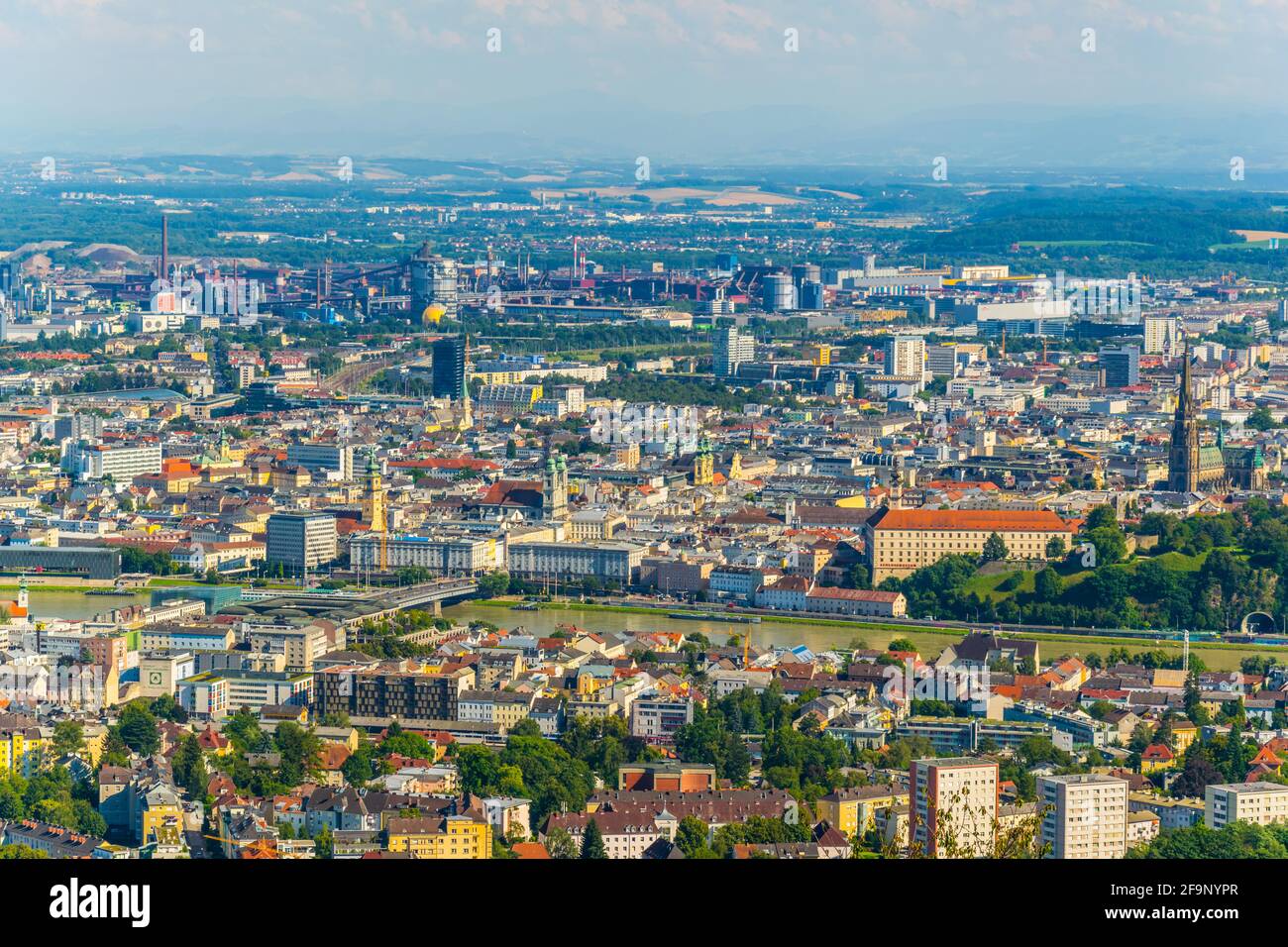 Aerial view of the Austrian city Linz Stock Photo - Alamy