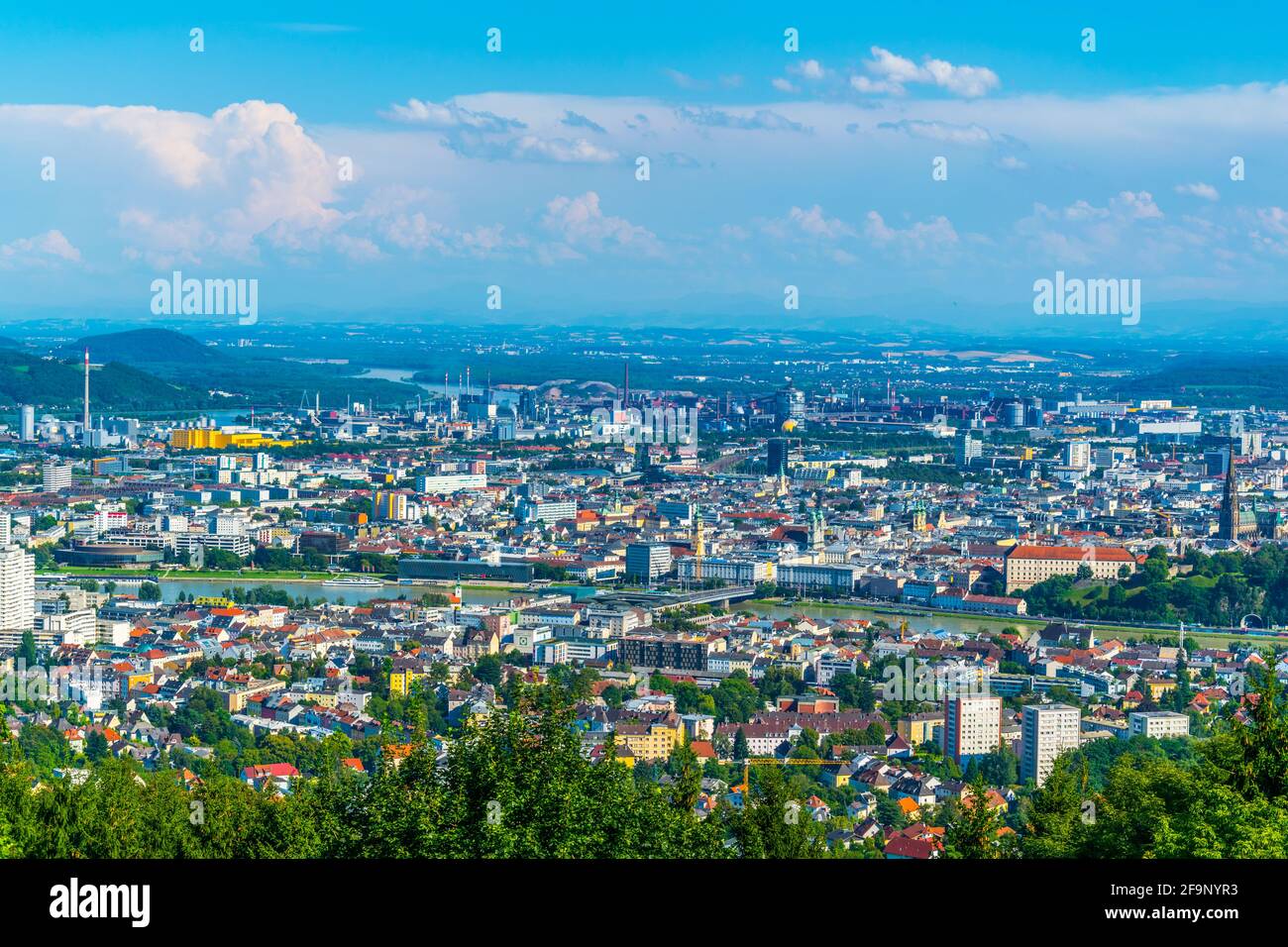 Aerial view of the Austrian city Linz Stock Photo - Alamy