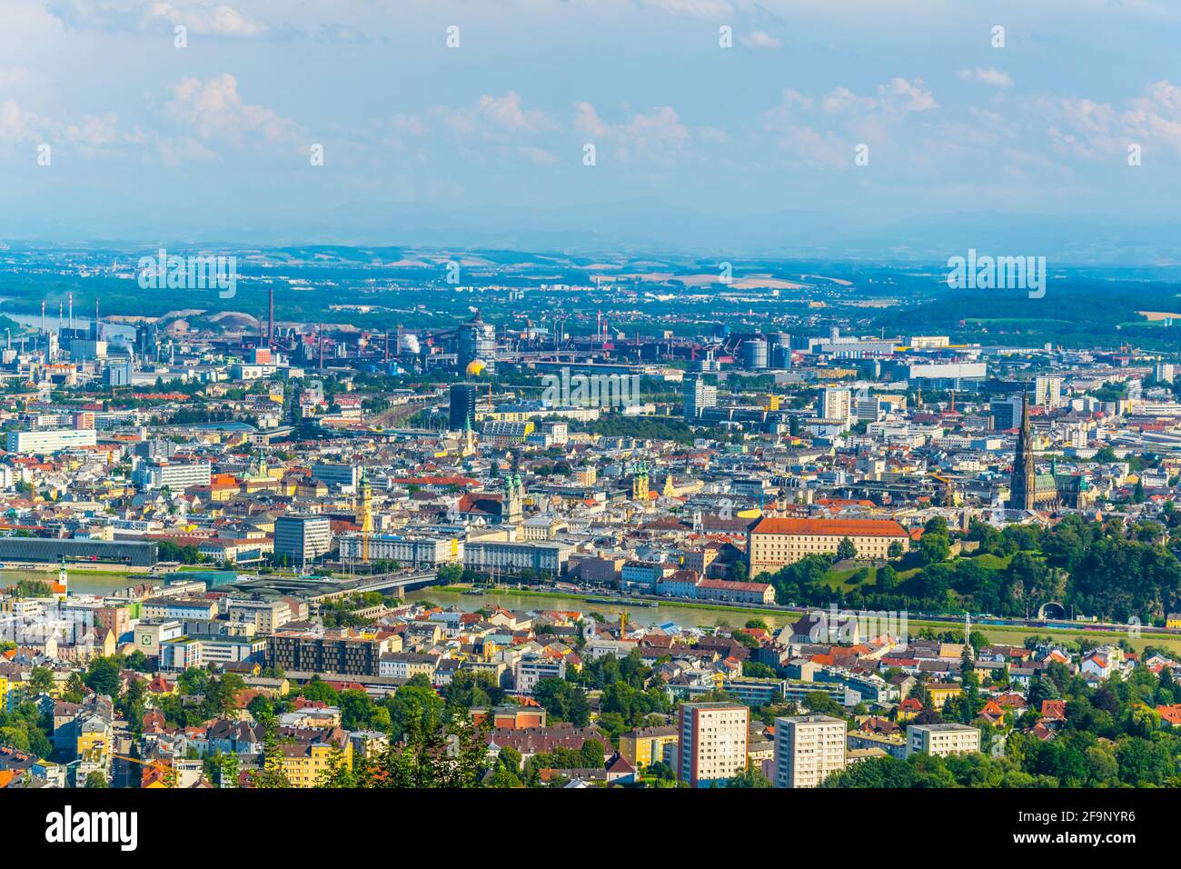 Aerial view of the Austrian city Linz Stock Photo - Alamy