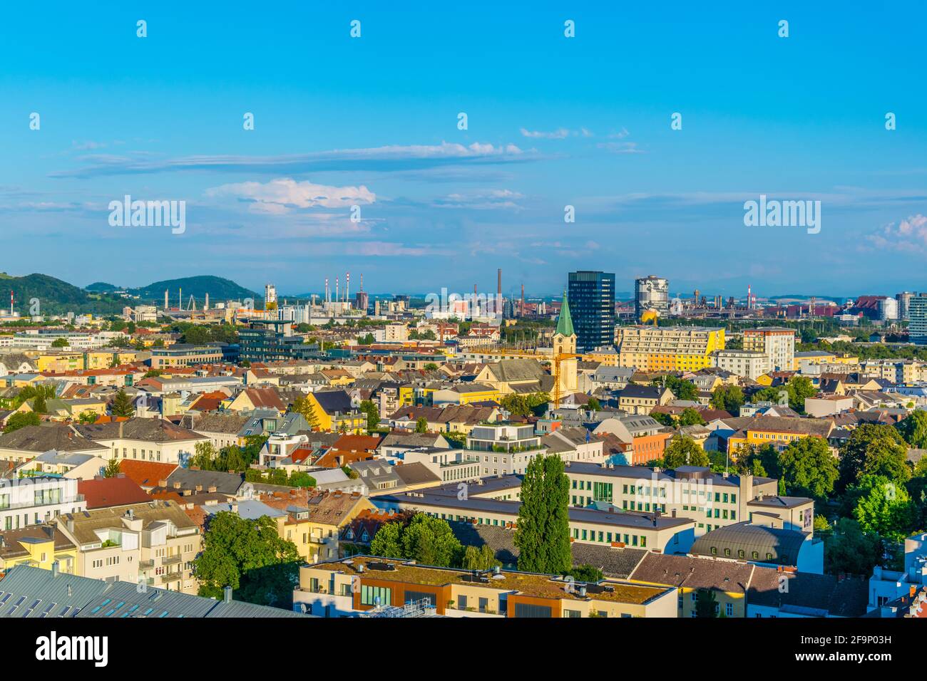 Aerial view of downtown Linz, Austria Stock Photo - Alamy