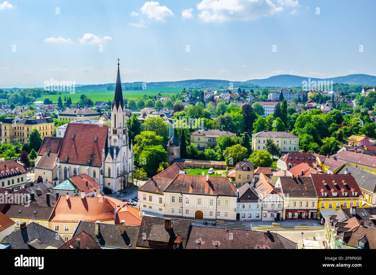 Aerial view of Melk town in Austria Stock Photo