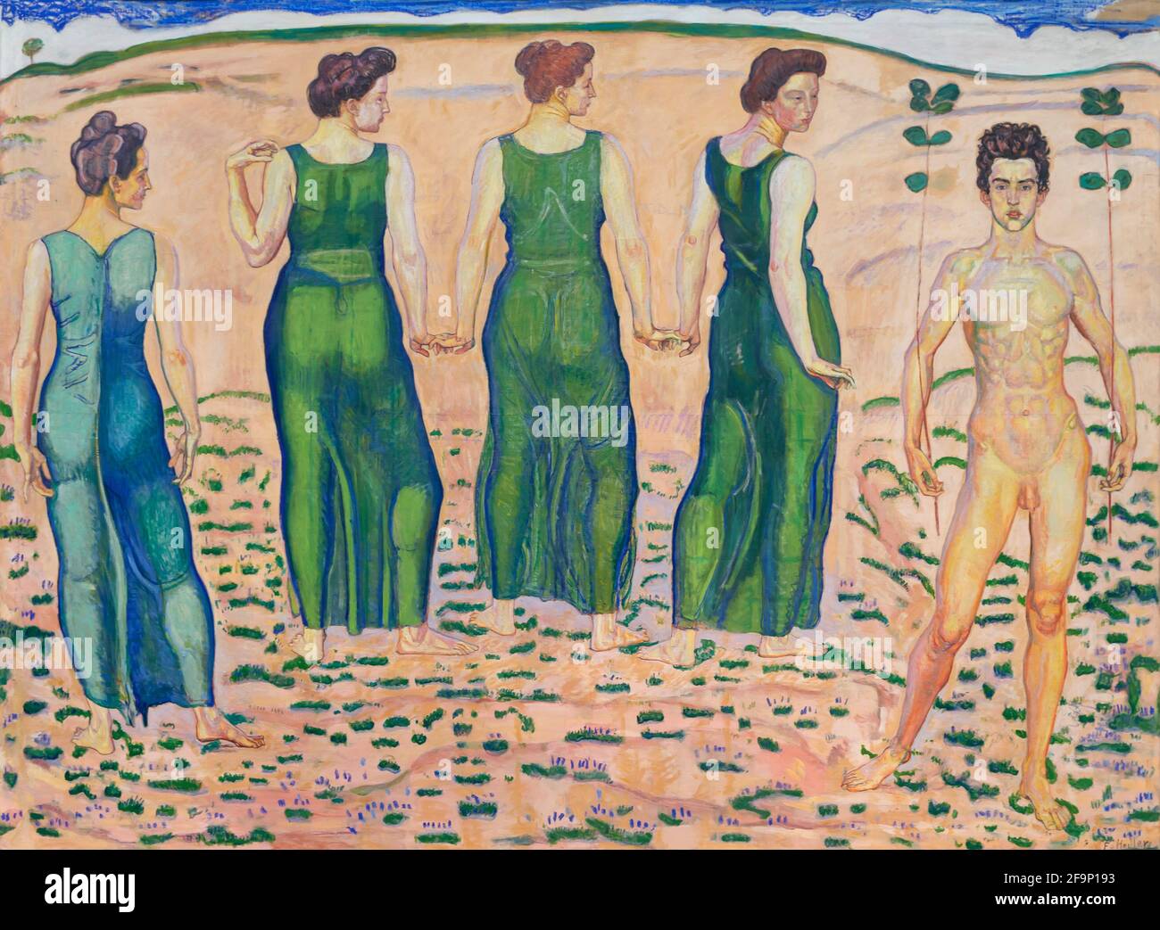 Youth Admired by Woman, Ferdinand Hodler, 1903-1905, Stock Photo