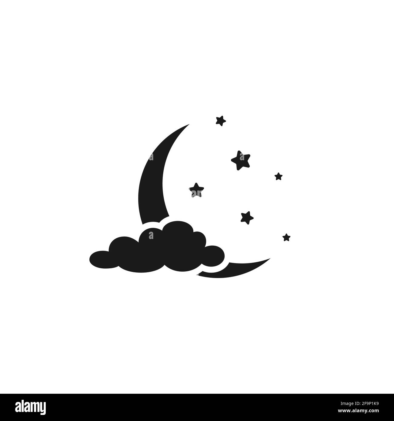 Black Half Moon And Stars Isolated On White. Night, Sky, Dream, Sleep  Symbol. Flat Design. Vector Illustration. Fairytale, Fantasy Logo Stock  Vector Image & Art - Alamy