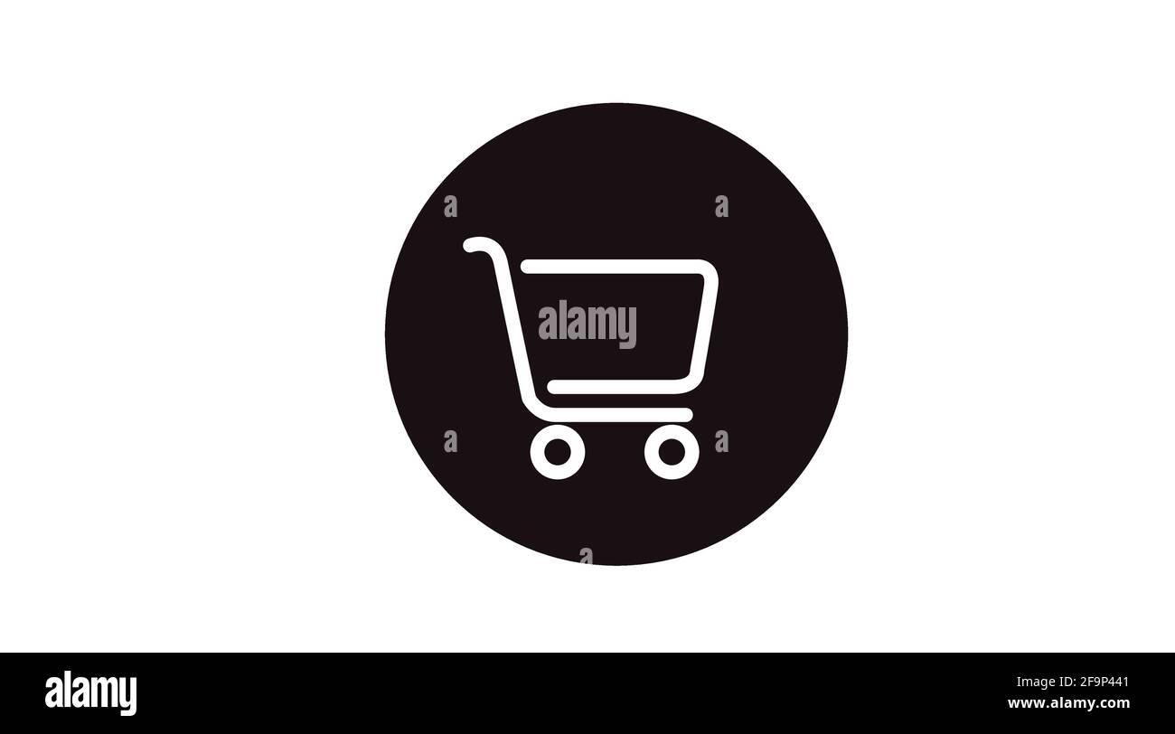 Black and White Shopping Cart Icon. Vector Isolated Illustration of a ...