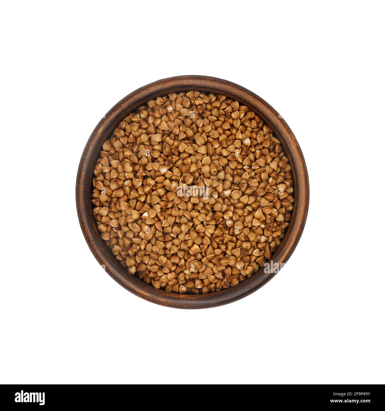 buckwheat grain in simple clay bowl isolated on white background, top view Stock Photo Alamy