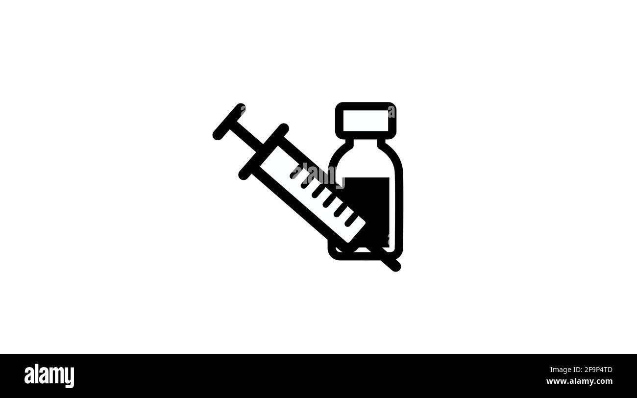 Covid Vaccine Icon. Vector isolated illustration of coronavirus and a syringe Stock Vector
