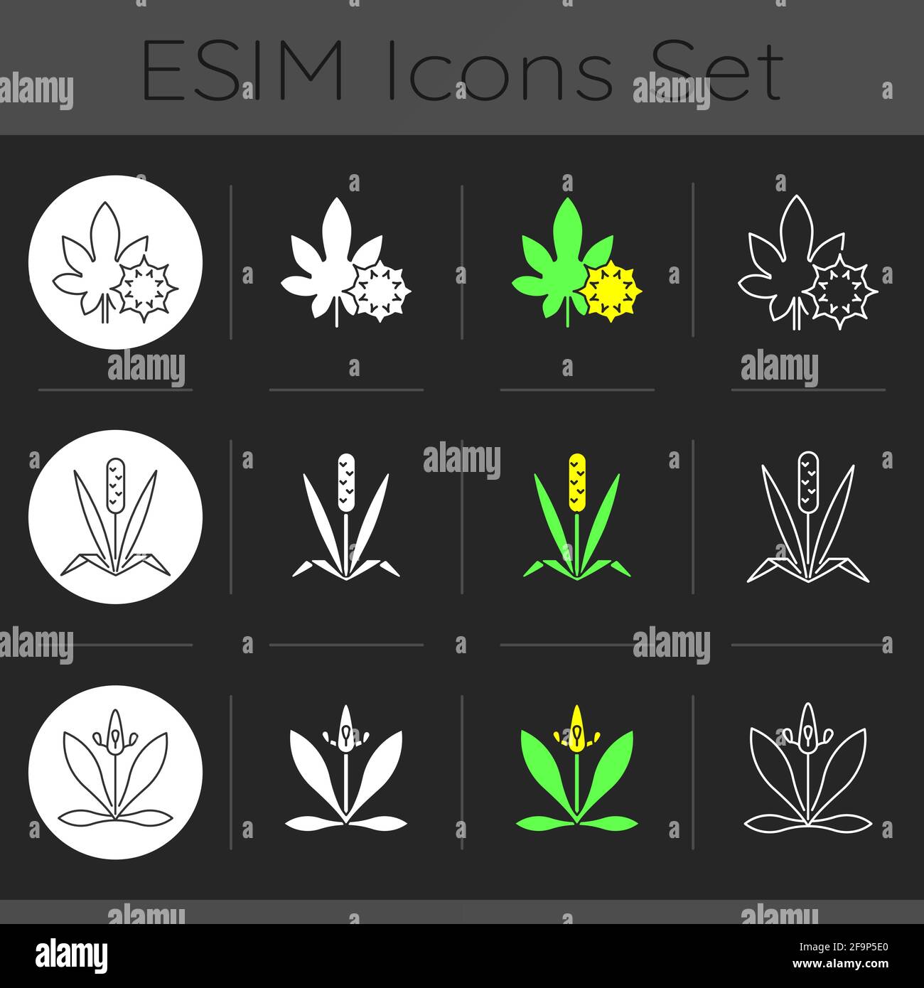 Intolerance for allergen dark theme icons set Stock Vector Image & Art ...