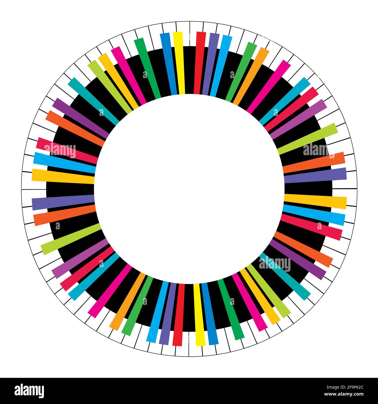 Abstract colored circular piano keys on white background Stock Vector