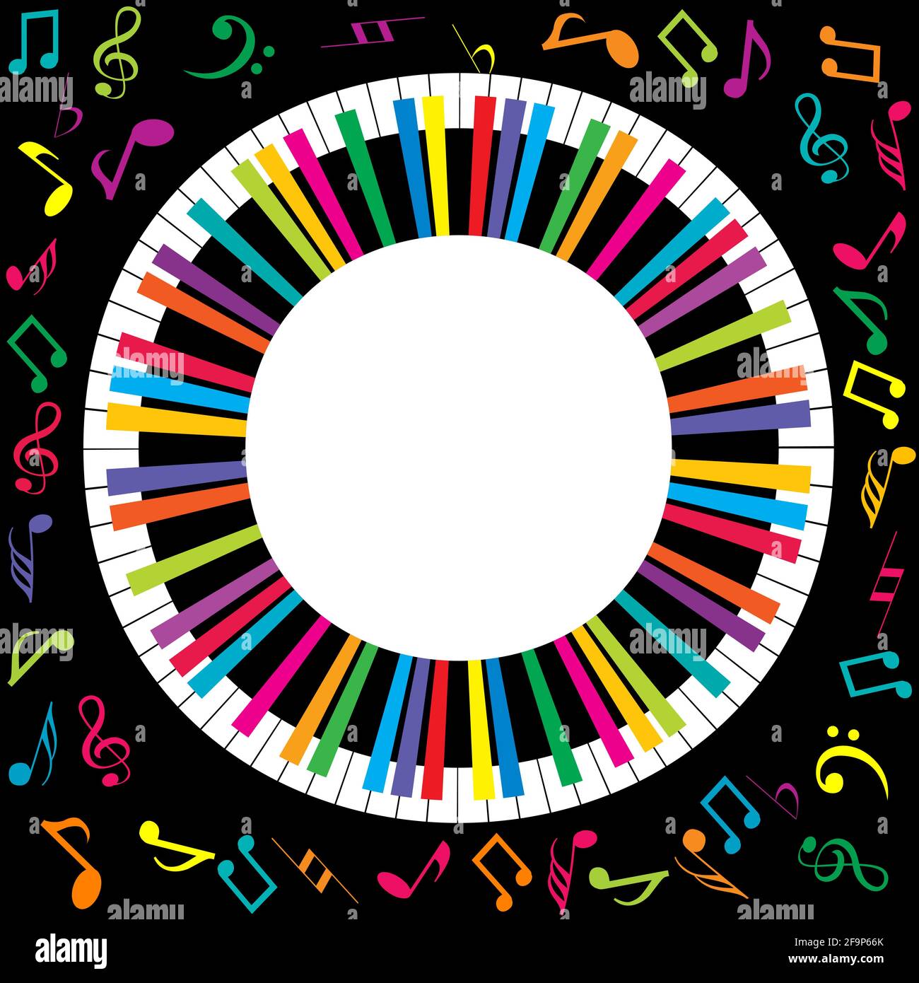 Musical poster with abstract colorful piano and musical notes Stock Vector