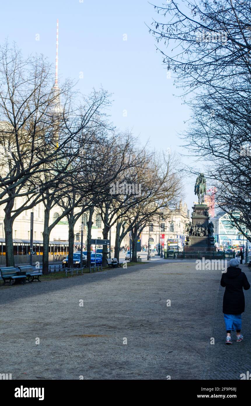 view of unter den linden alley in berlin with fernsehutm and Equestrian view of unter den linden alley in berlin with fernsehutm and Equestrian
