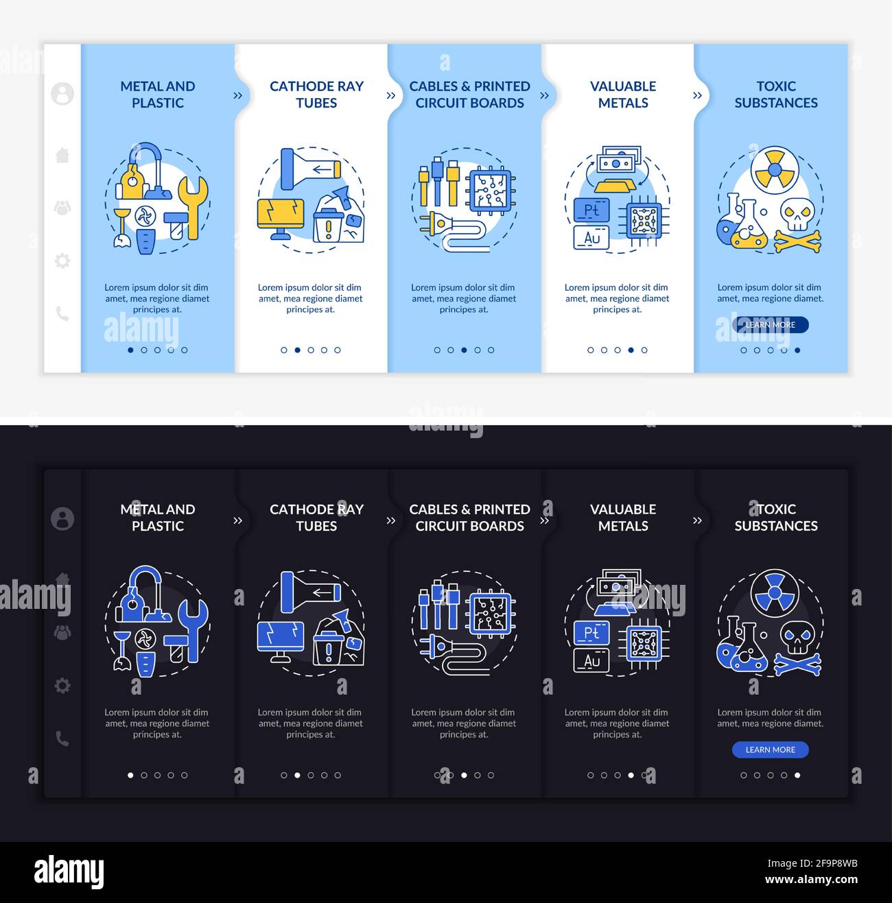 E-trash elements onboarding vector template Stock Vector
