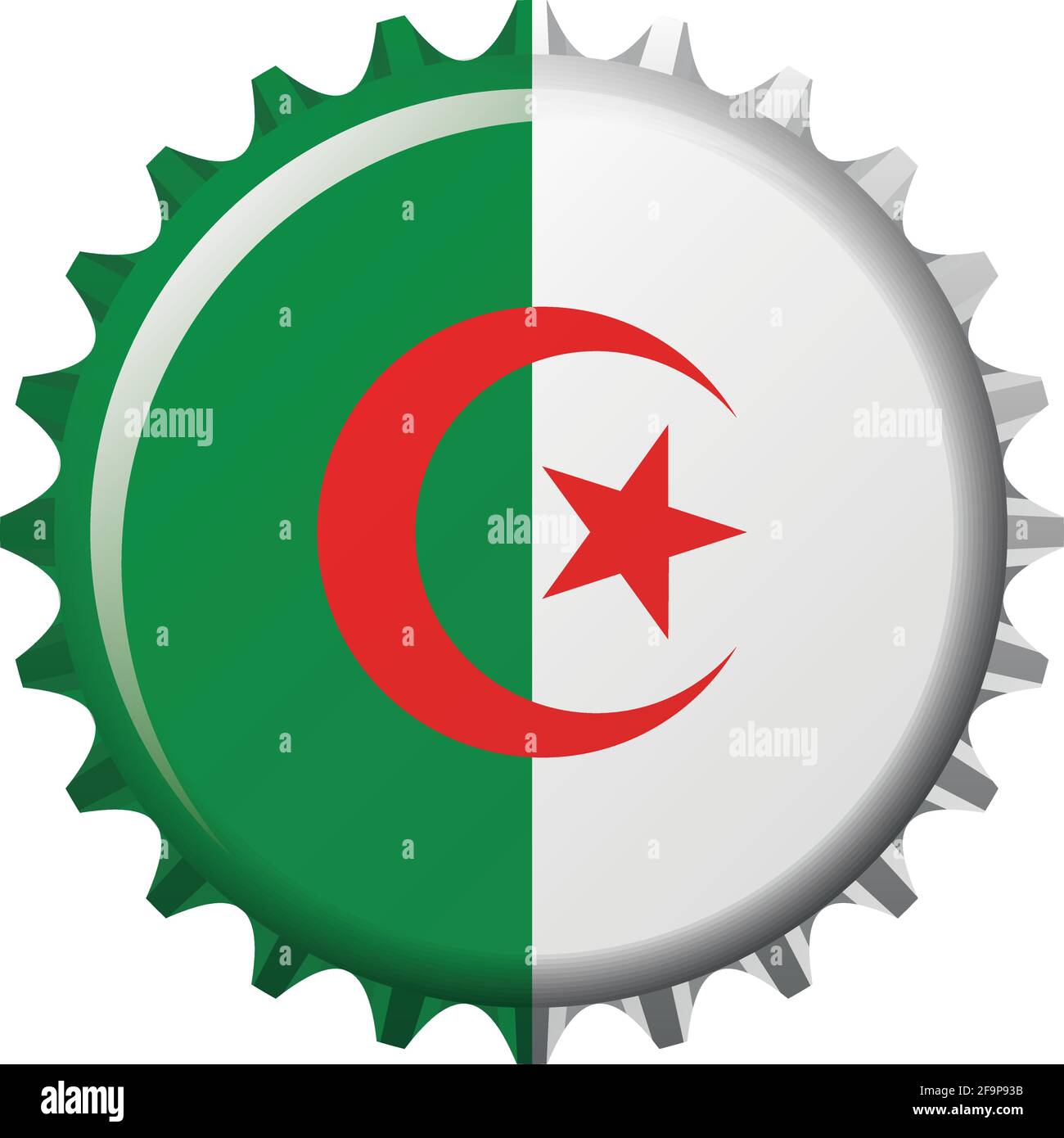 National flag of Algeria on a bottle cap. Vector Illustration Stock Vector
